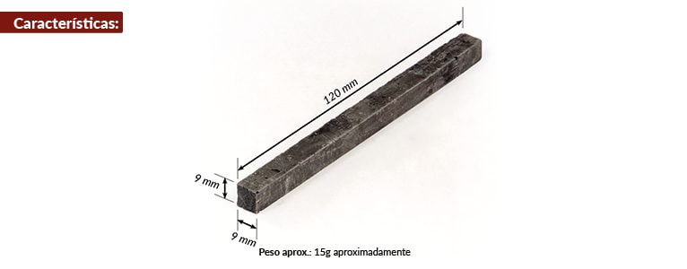 Barras para cortar de un tamaño de 0,9x0,9x12cm aproximadamente y un peso aproximado 15 gramos
