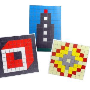 Kit cubo tres mosaicos, flor, faro y cubo 3D (300 teselas)