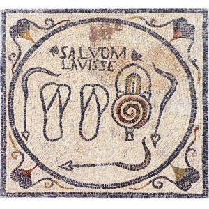 Mosaico termas Salvom Lavisse. Tamaño 60×55 cm. 6500 teselas de 5mm.