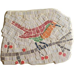Mosaico romano petirrojo. Tamaño: 19×15 cm. 260 teselas de 7,5mm.
