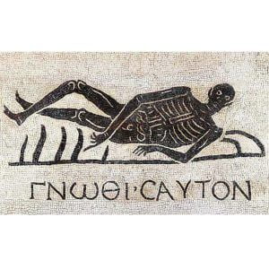 Mosaico esqueleto reclinado. Tamaño 85×50 cm. 13500 teselas de 5mm.