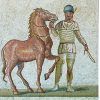 mosaico romano auriga con caballo
