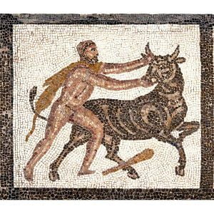 Kit mosaico Hércules y el toro de Creta. Tamaño 60×53 cm. 7000 teselas de 7,5mm.