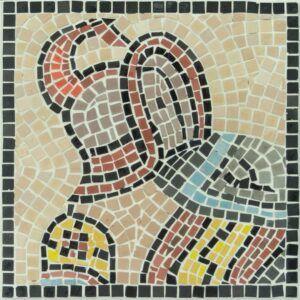 Kit detalle de mosaicos. Gladiador tracio. 750 Teselas de 7,5mm. Tamaño: 20×20 cm.