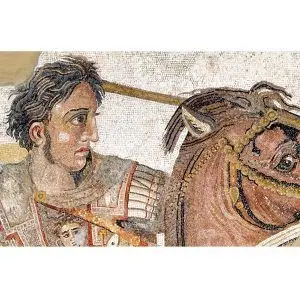 Mosaico Alejandro Magno hecho a mano. Medida: 155×100 cm. 33000 teselas de 5mm.