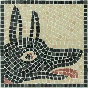 Kit detalle de mosaicos. Cave Canem. 600 Teselas de 7,5mm. Tamaño: 20×20 cm