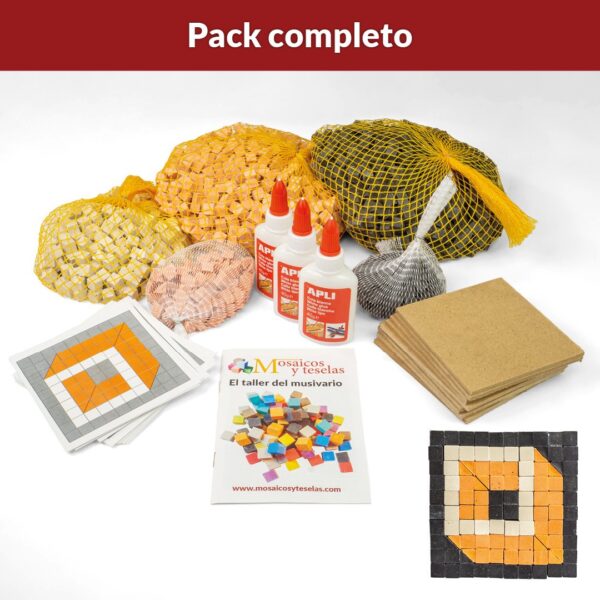 Kit De Mosaico Romano Nudo De Salomón | 225 Teselas Cúbicas De 9 Mm | Incluye Tablex, Cola Y Plantilla | Tamaño Final 15x15 Cm