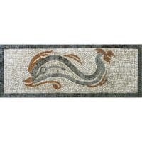 Mosaico delfín tres colores. Tamaño 53×20 cm. 3400 teselas de 5mm.