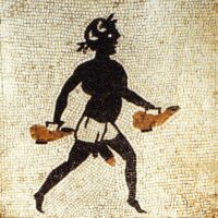 Mosaico esclavo Caldarium termas. Tamaño 33×26 cm. 4000 teselas de 5mm.