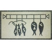 Mosaico bodegón cocina romana. Tamaño 51×30 cm. 4500 teselas de 5mm.