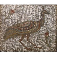 Mosaico romano pavo real. Tamaño 66×56 cm. 4200 teselas de 7,5mm.